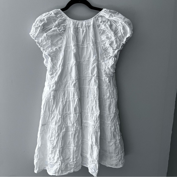 Storia Stitched Bohemian Tiered Mini White Dress Women’s Medium - Picture 3 of 11